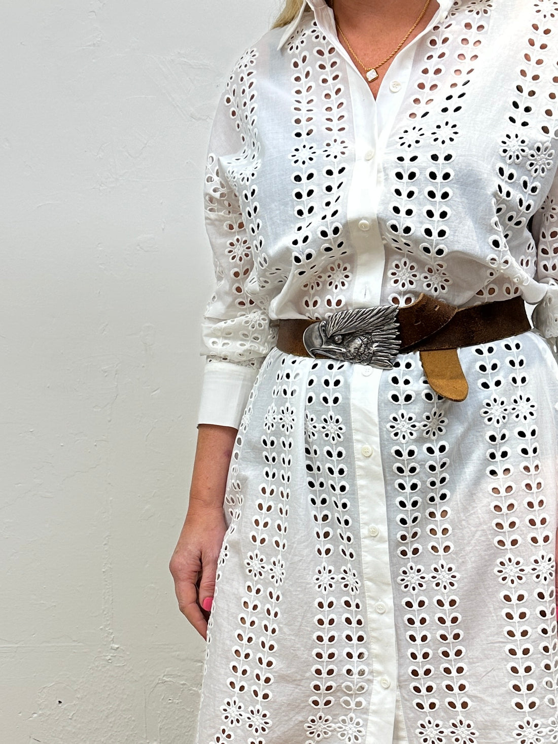 Zara White Cut Away Shirt Midi Dress - Size M