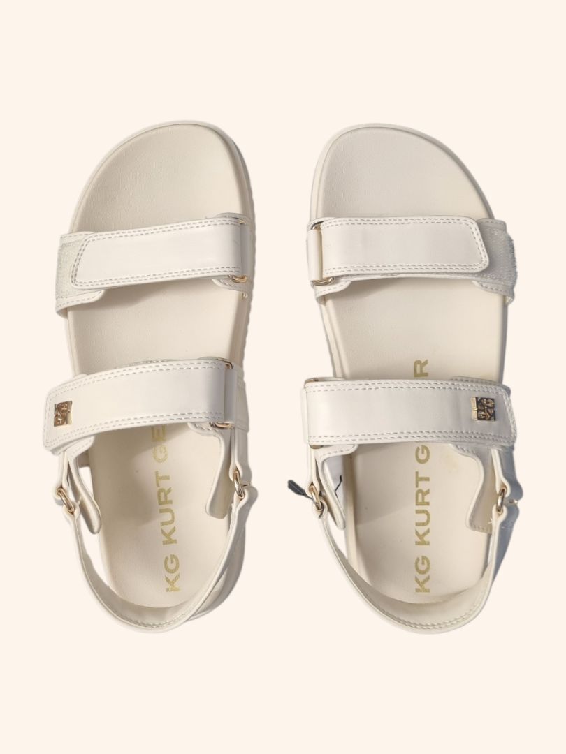 Kurt Geiger White Rory Cream Sandals - Size 6