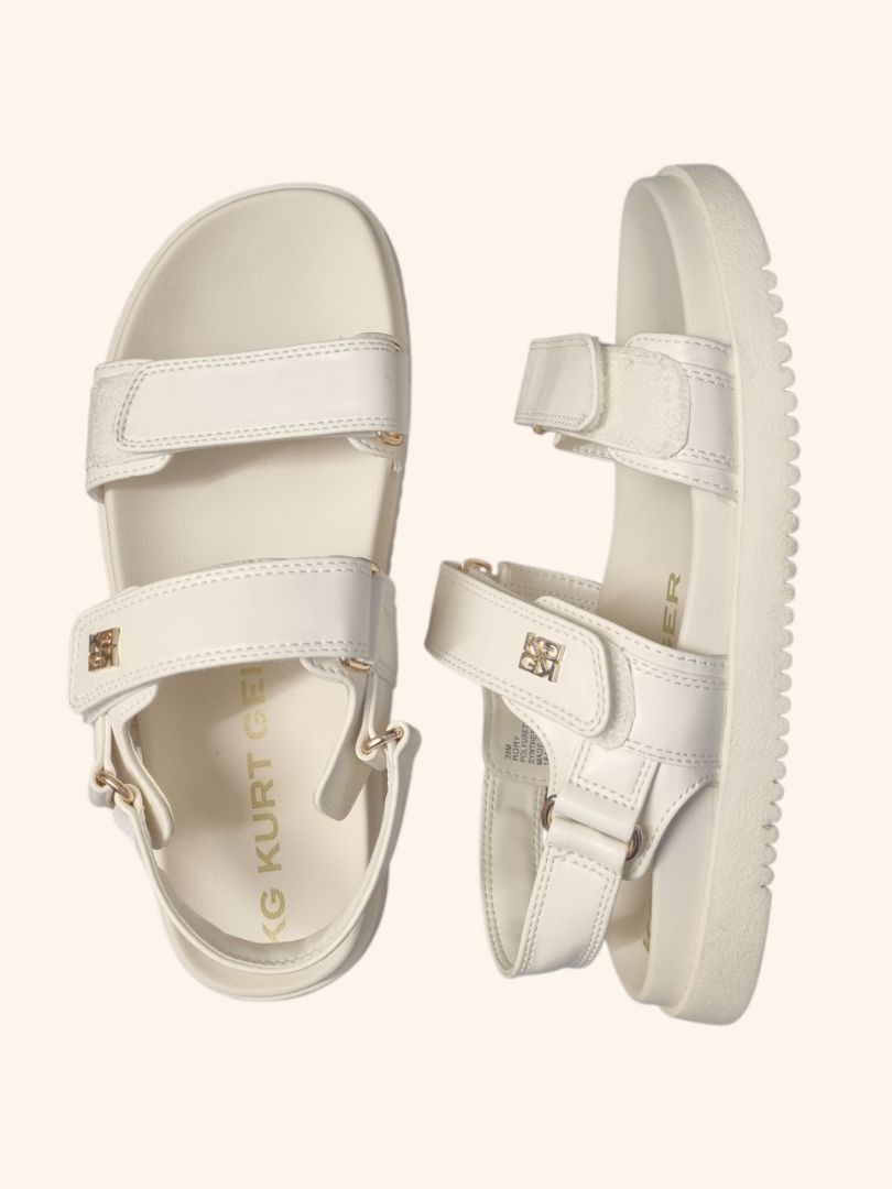 Kurt Geiger White Rory Cream Sandals - Size 6