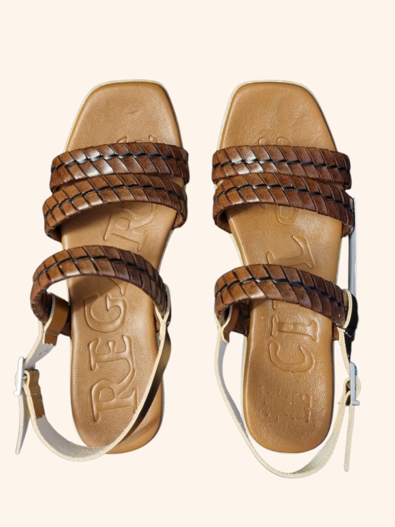 Regarde Le Ciel Brown Bronze Wood 03 Wedge Sandals - Size 5 / 38