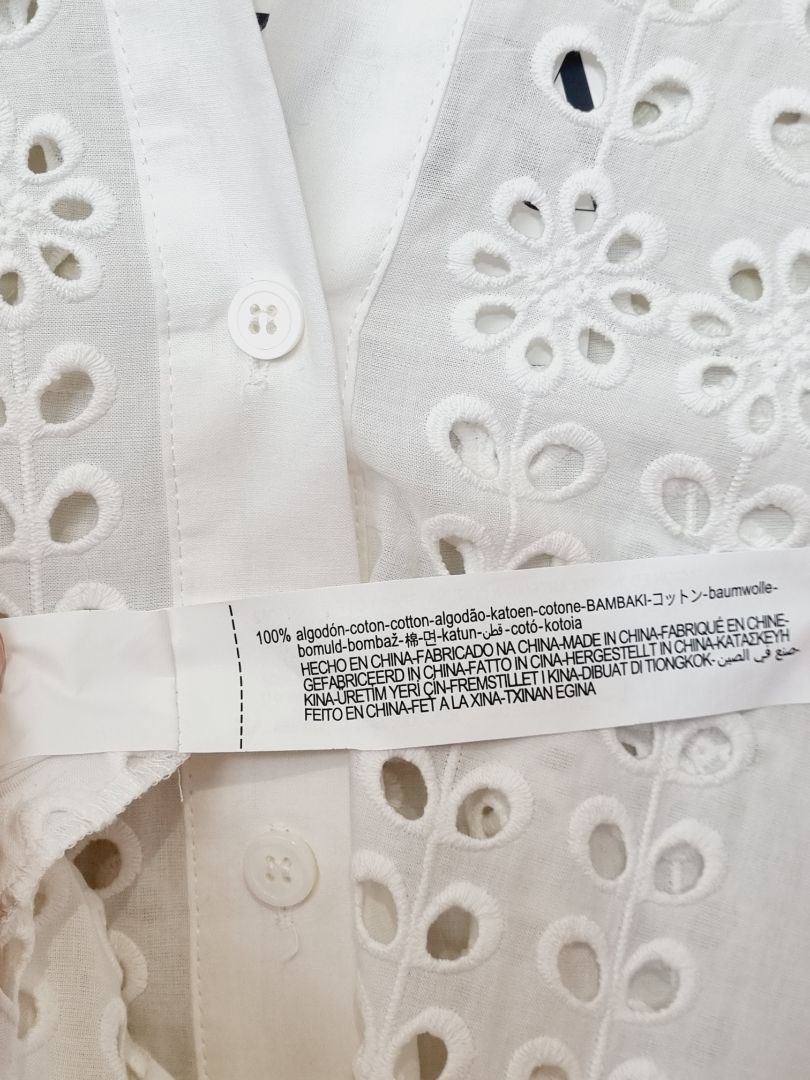 Zara White Cut Away Shirt Midi Dress - Size M