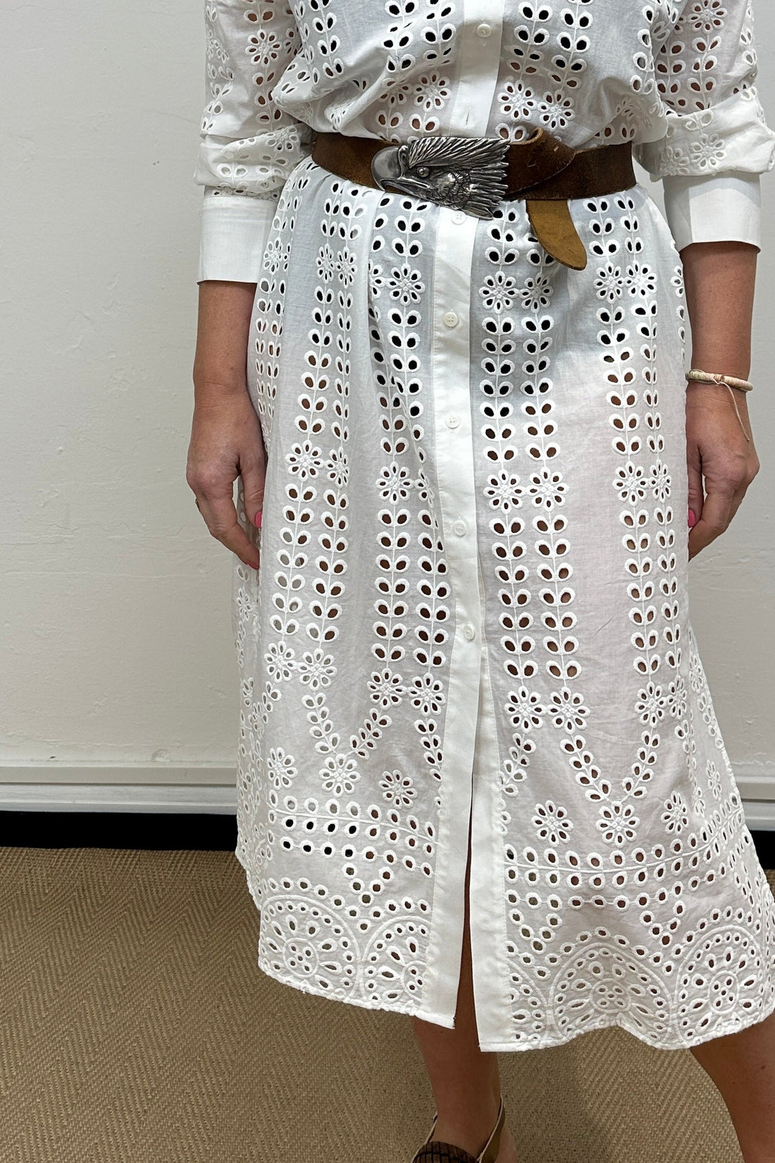Zara White Cut Away Shirt Midi Dress - Size M