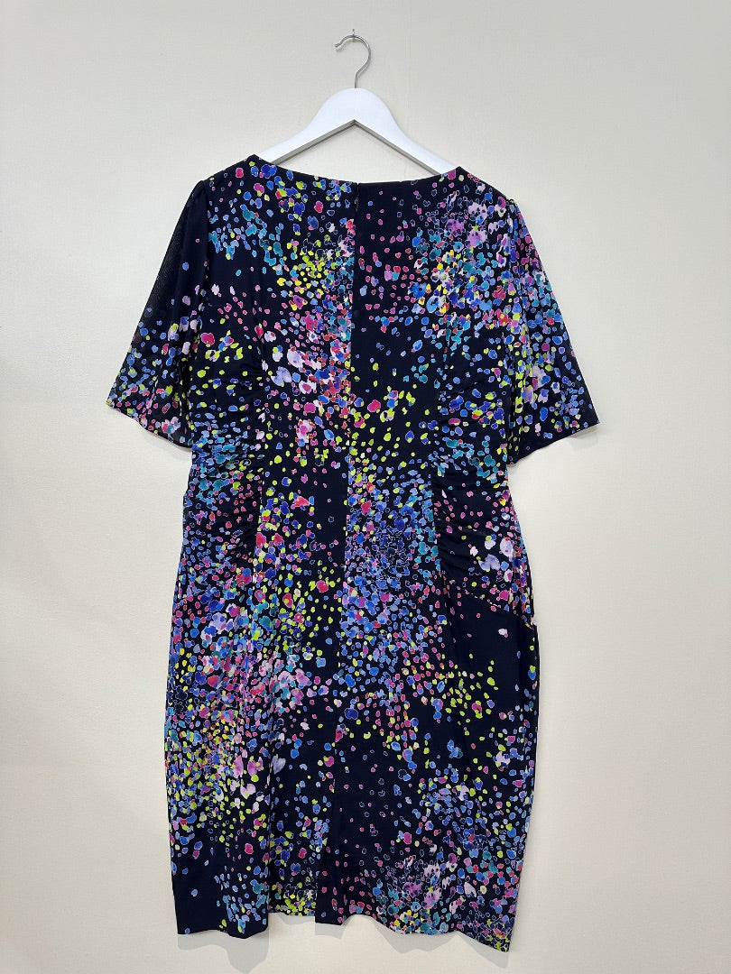 Hobbs Blue Pink Silk Blend Midi Dress - Size 18