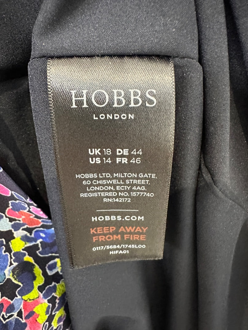 Hobbs Blue Pink Silk Blend Midi Dress - Size 18
