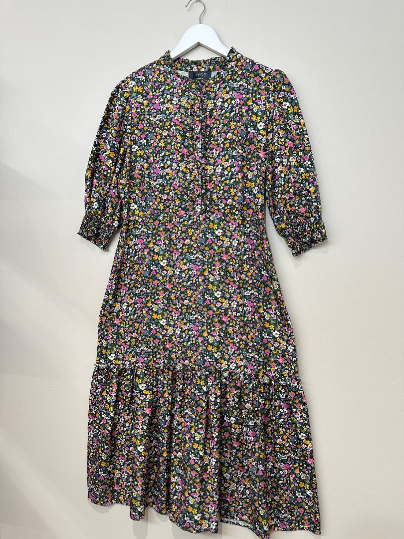 Wyse London Multicoloured Floral Midi Dress - Size 14