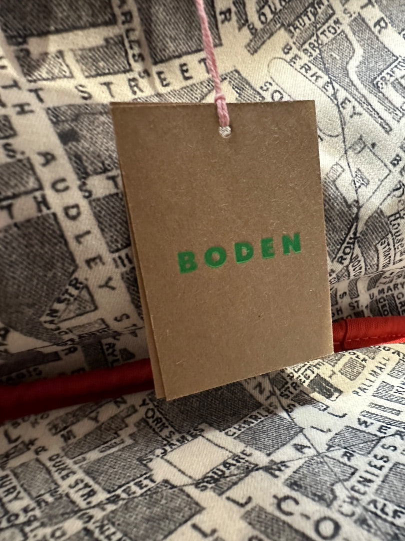 Boden Tan Sue London Map Lined Suede Tote Bag