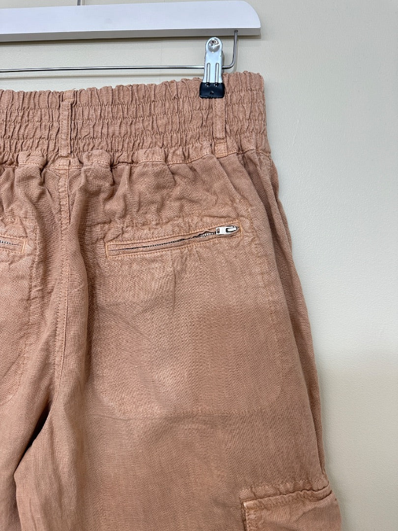Wrap London Dusky Rose Linen Tapered Leg Trousers - Size 12
