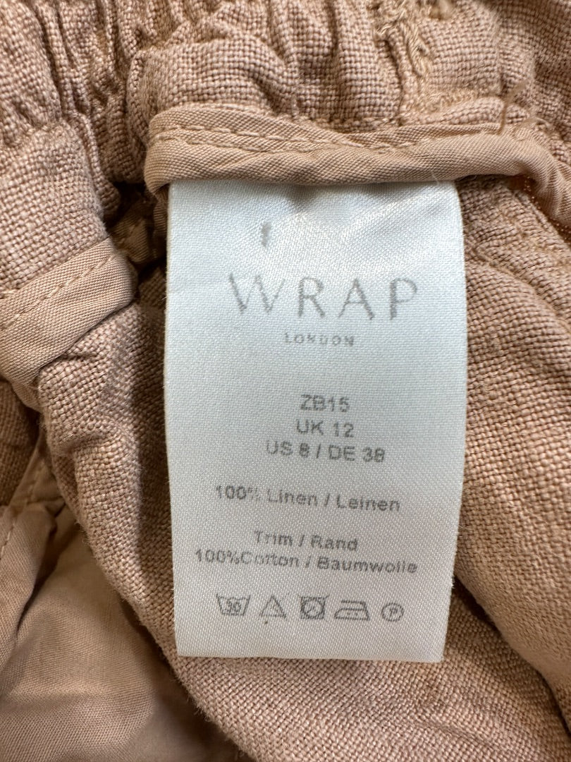 Wrap London Dusky Rose Linen Tapered Leg Trousers - Size 12
