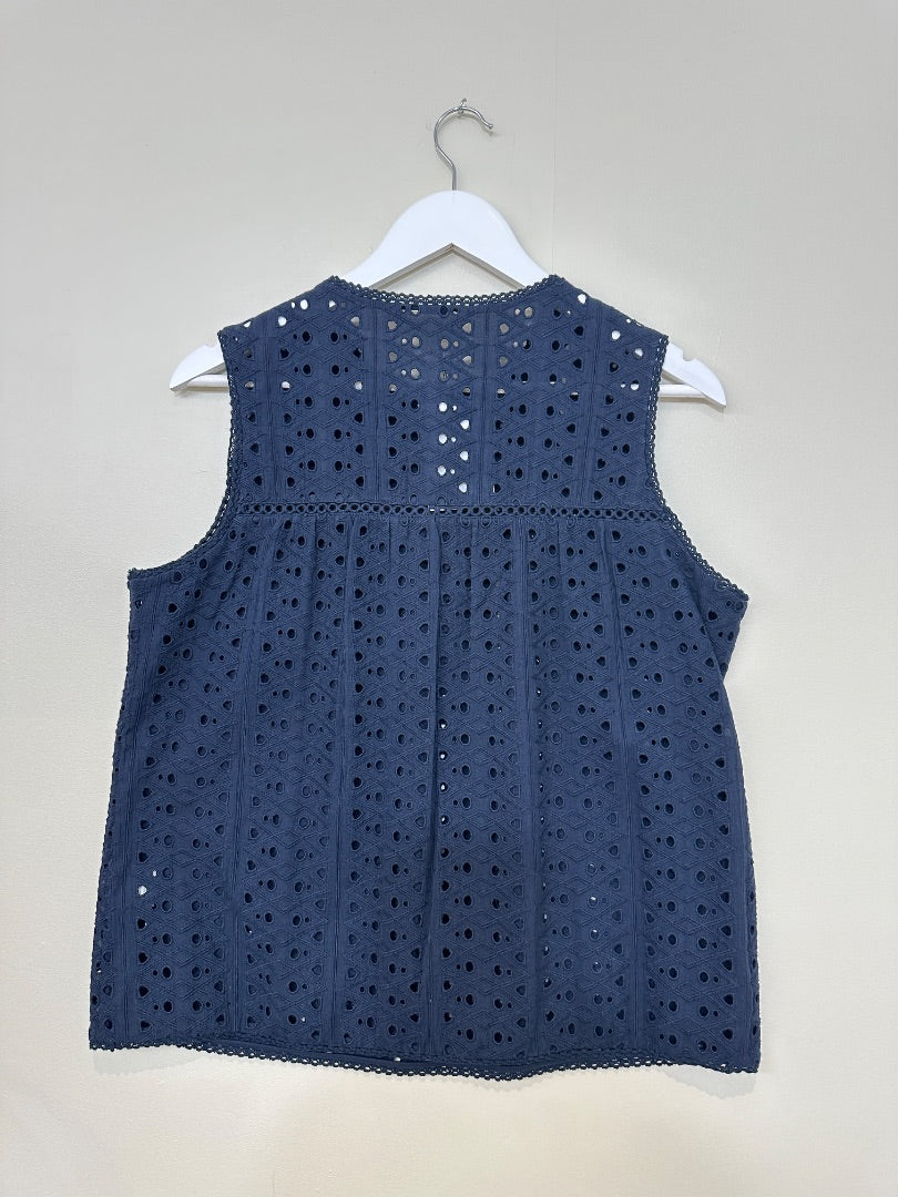 Hush Navy Blue Crotchet Style Tassel Top - Size 12