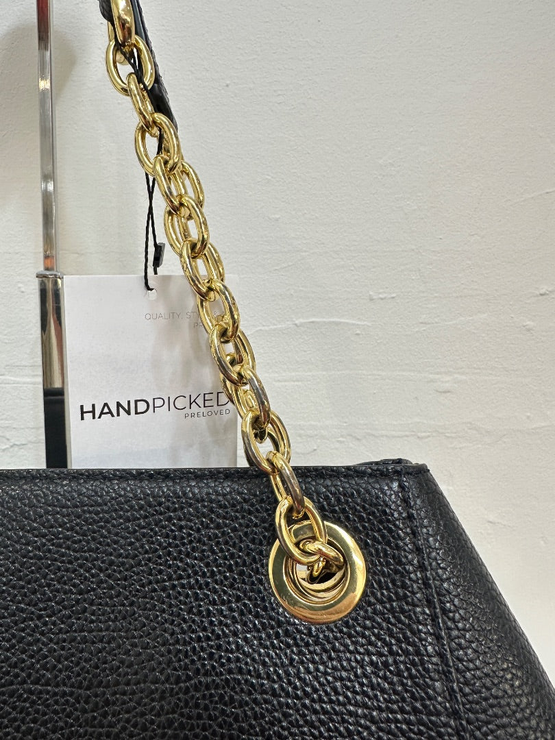 Lauren Ralph Lauren Black Embossed Logo Tote Bag