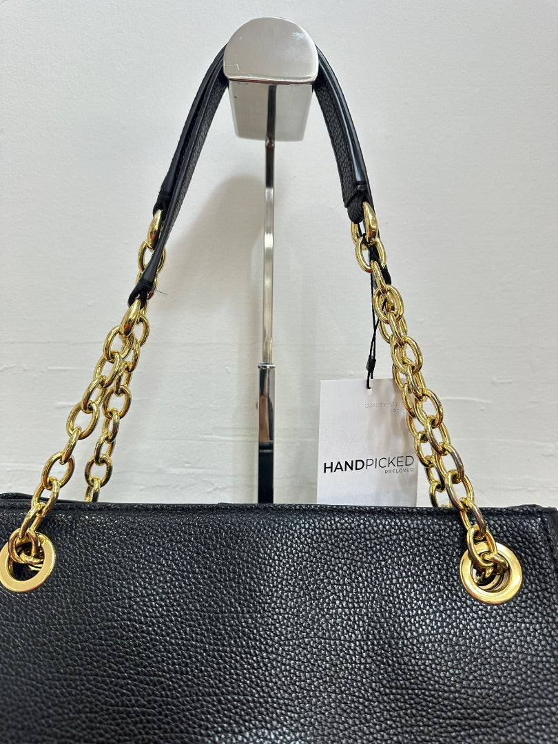 Lauren Ralph Lauren Black Embossed Logo Tote Bag