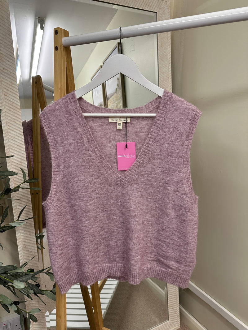 Seasalt Purple Mohair Wool Blend Goldenbirch Sleeveless Vest Jumper, Size 18