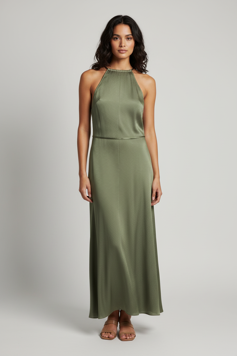 ted baker green satin dress TED BAKER London Emerald Green Florili Satin Ruffle Front Slit Midi Dress 0 2 XS