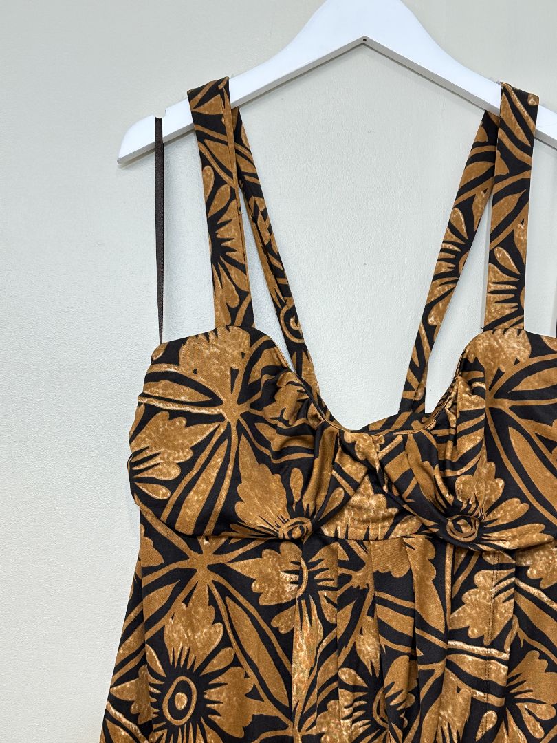 Diane Von Furstenberg Brown Black Silk Blend Dress - Size 14