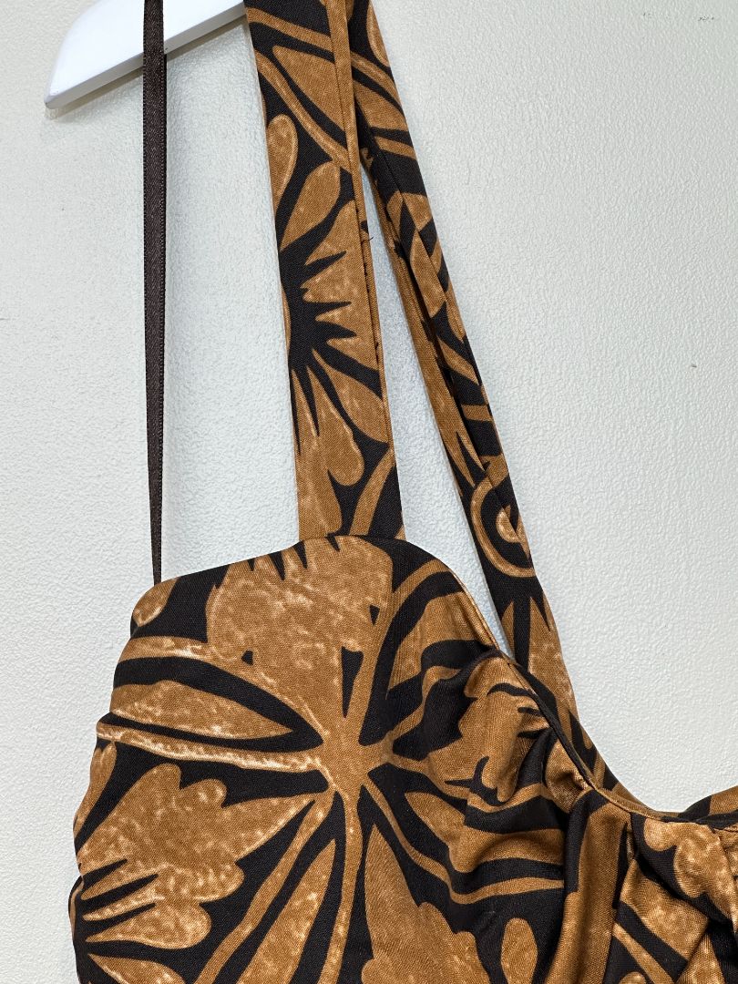 Diane Von Furstenberg Brown Black Silk Blend Dress - Size 14