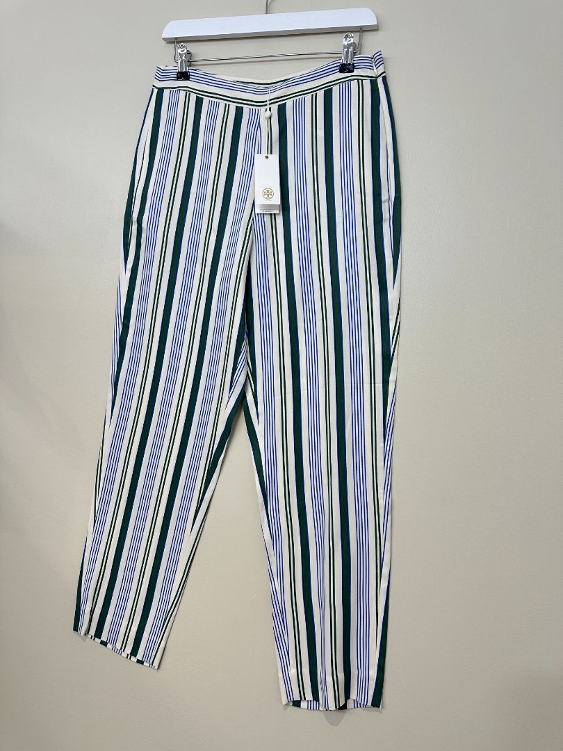 Tory Burch Cream Green Blue Villa Pant - Size 10
