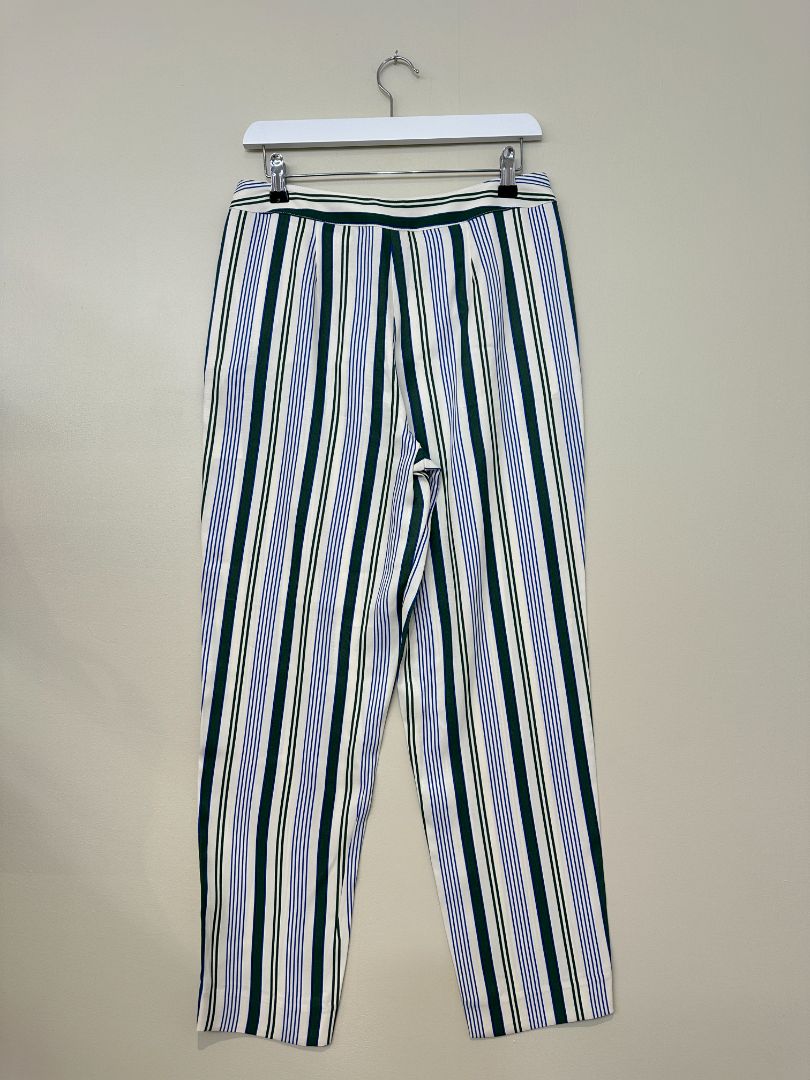 Tory Burch Cream Green Blue Villa Pant - Size 10