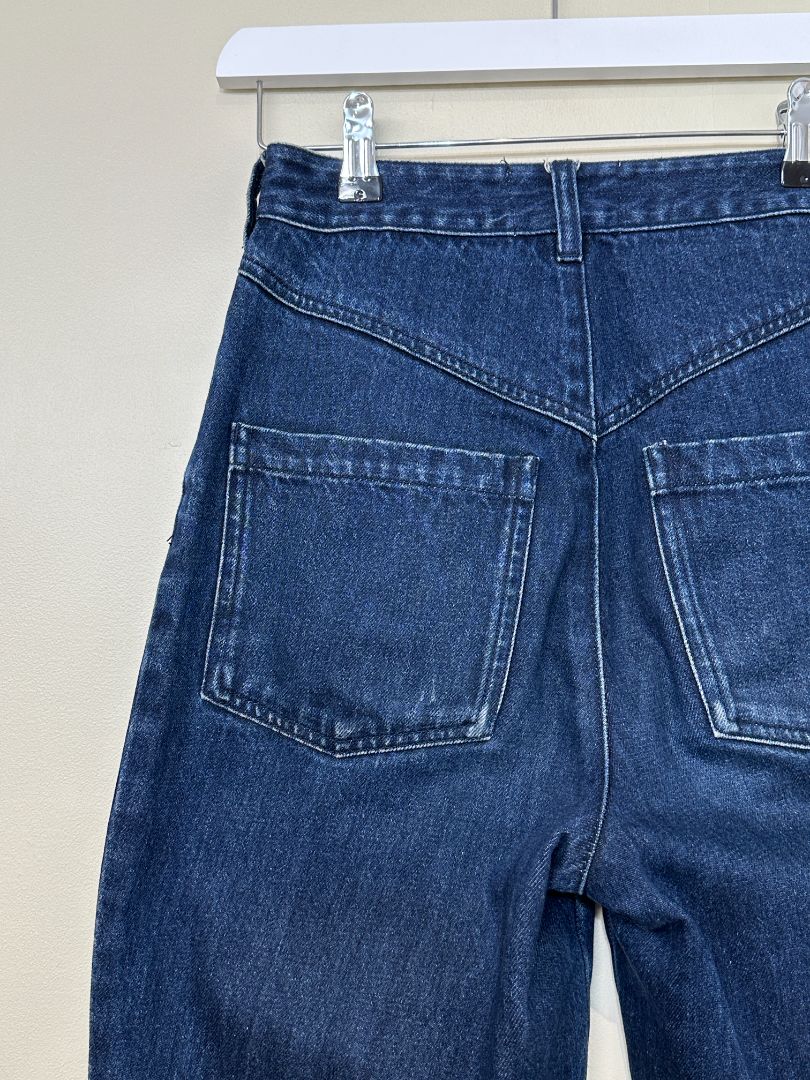 Meadows Dark Blue Zip Bow Detail Jeans - Size 27"