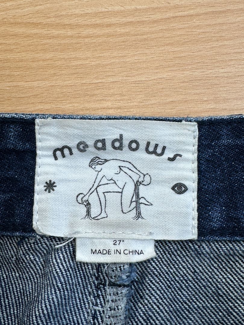 Meadows Dark Blue Zip Bow Detail Jeans - Size 27"