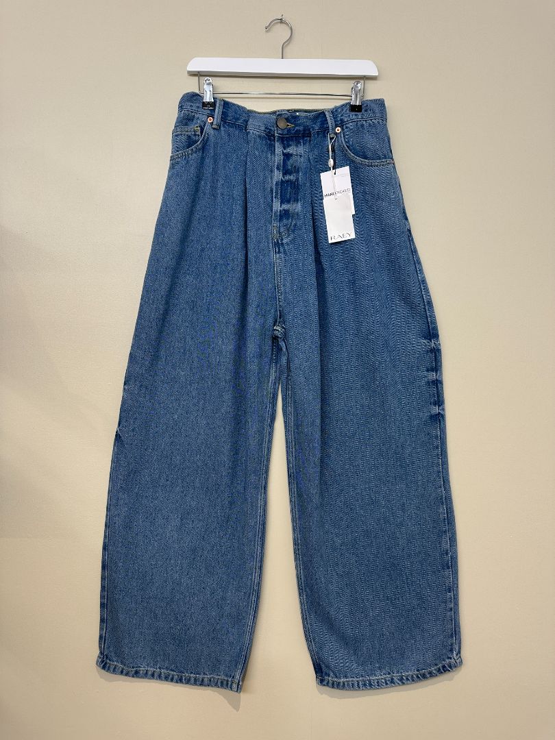 Raey Blue Wide Leg Gathered Waist Jeans - Size 28