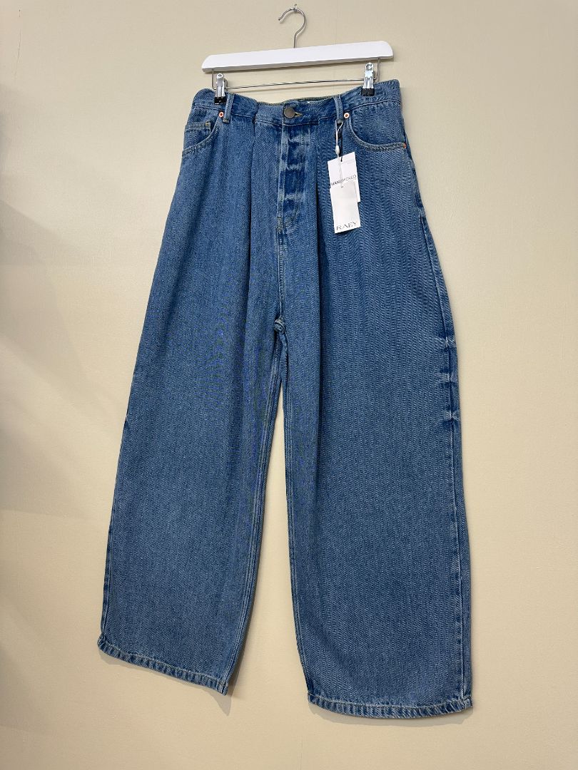 Raey Blue Wide Leg Gathered Waist Jeans - Size 28
