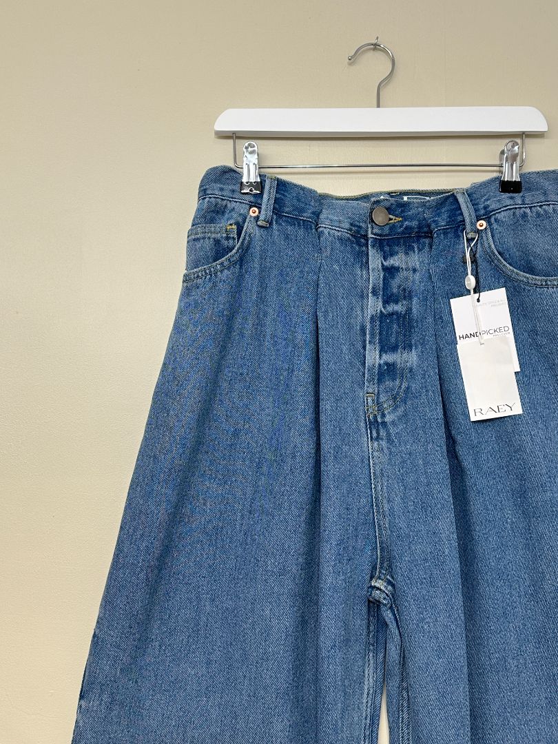 Raey Blue Wide Leg Gathered Waist Jeans - Size 28