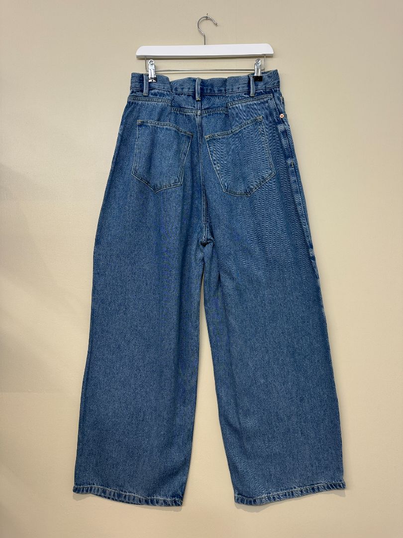 Raey Blue Wide Leg Gathered Waist Jeans - Size 28