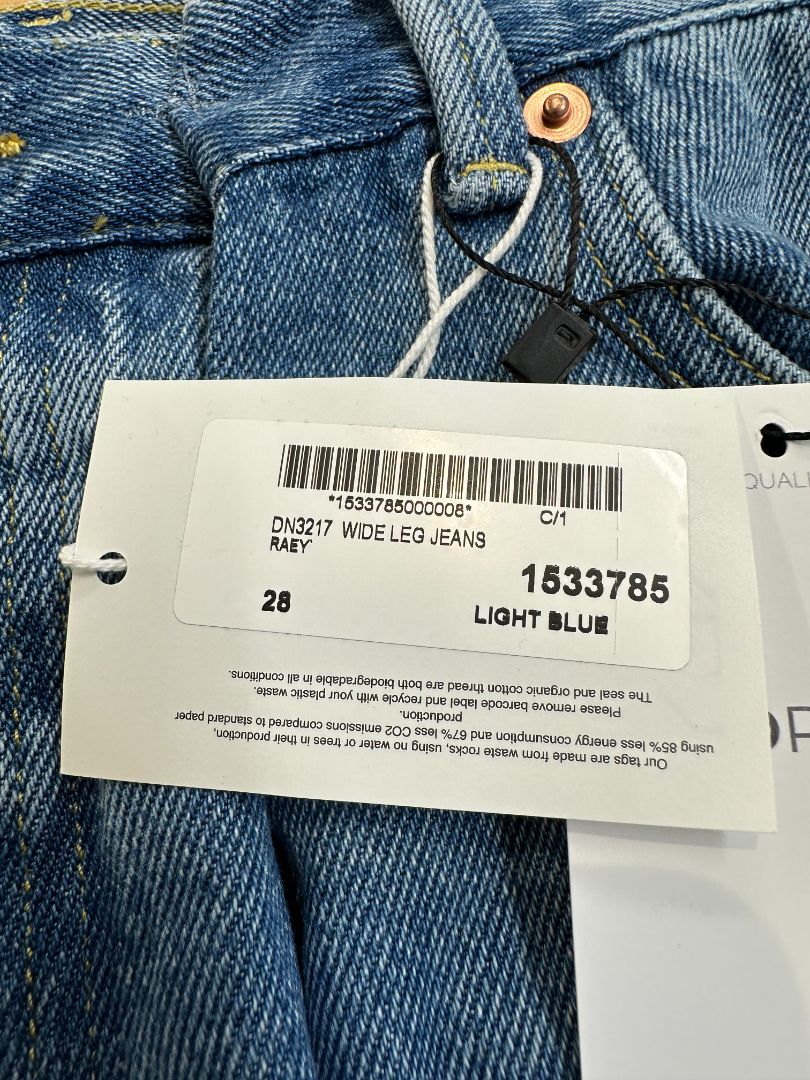 Raey Blue Wide Leg Gathered Waist Jeans - Size 28
