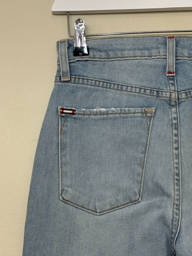 Alice + Olivia Light blue Embroidered High Rise Bell Jeans - Size 8