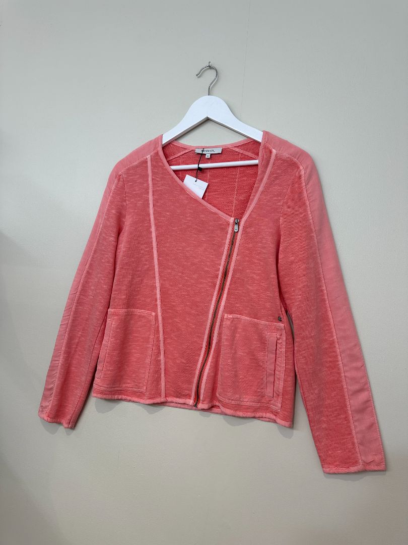 Sandwich Salmon Pink Cotton Lightweight Biker Jacket - Size M