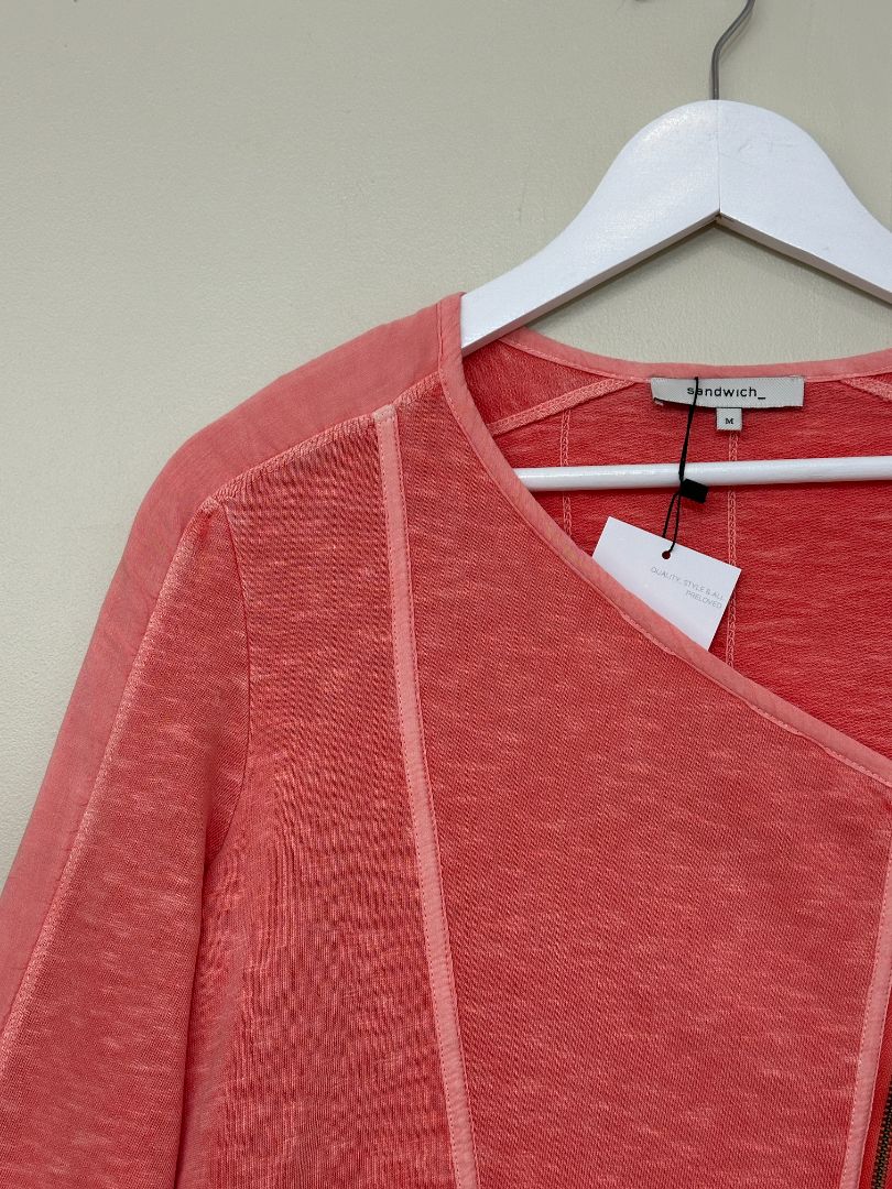 Sandwich Salmon Pink Cotton Lightweight Biker Jacket - Size M