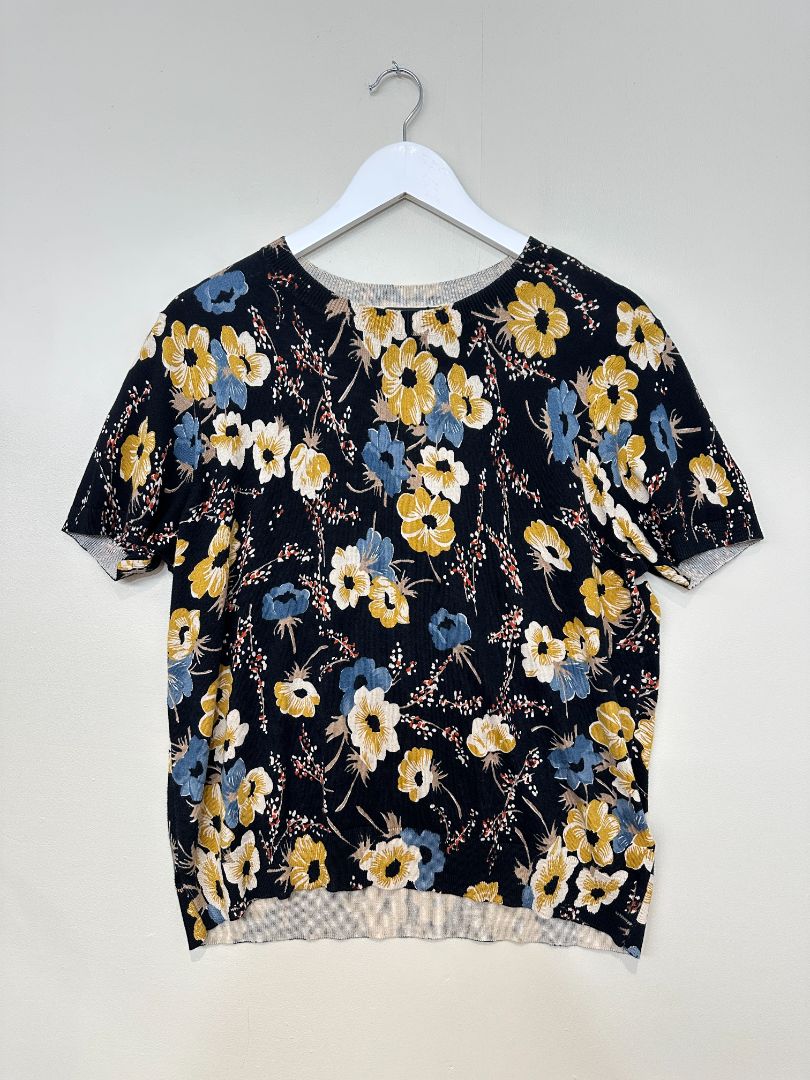 Lauren Ralph Lauren Black Mix Floral Knit top - Size 14-16