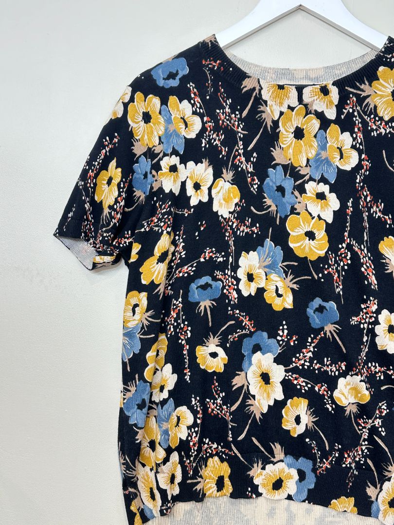 Lauren Ralph Lauren Black Mix Floral Knit top - Size 14-16