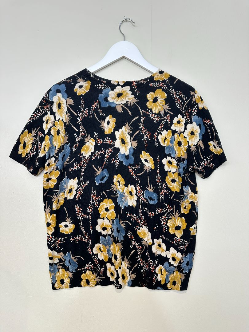 Lauren Ralph Lauren Black Mix Floral Knit top - Size 14-16