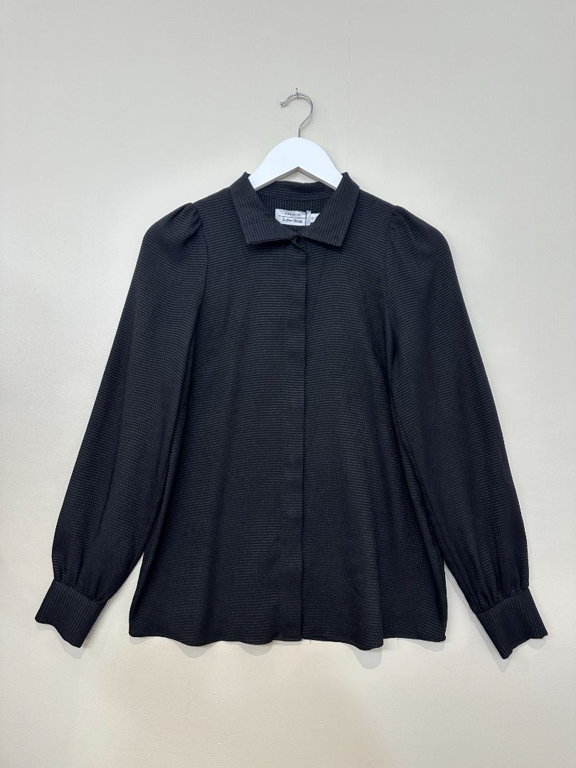 & Other Stories Black High Neck Puff Sleeve Blouse - Size 8