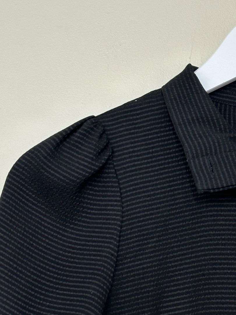 & Other Stories Black High Neck Puff Sleeve Blouse - Size 8