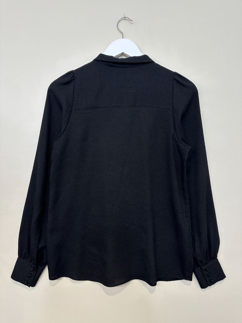 & Other Stories Black High Neck Puff Sleeve Blouse - Size 8