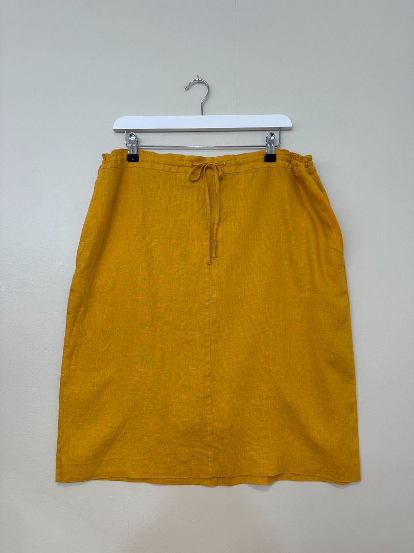 Jaeger Yellow Linen Tie Waist Skirt - Size 14
