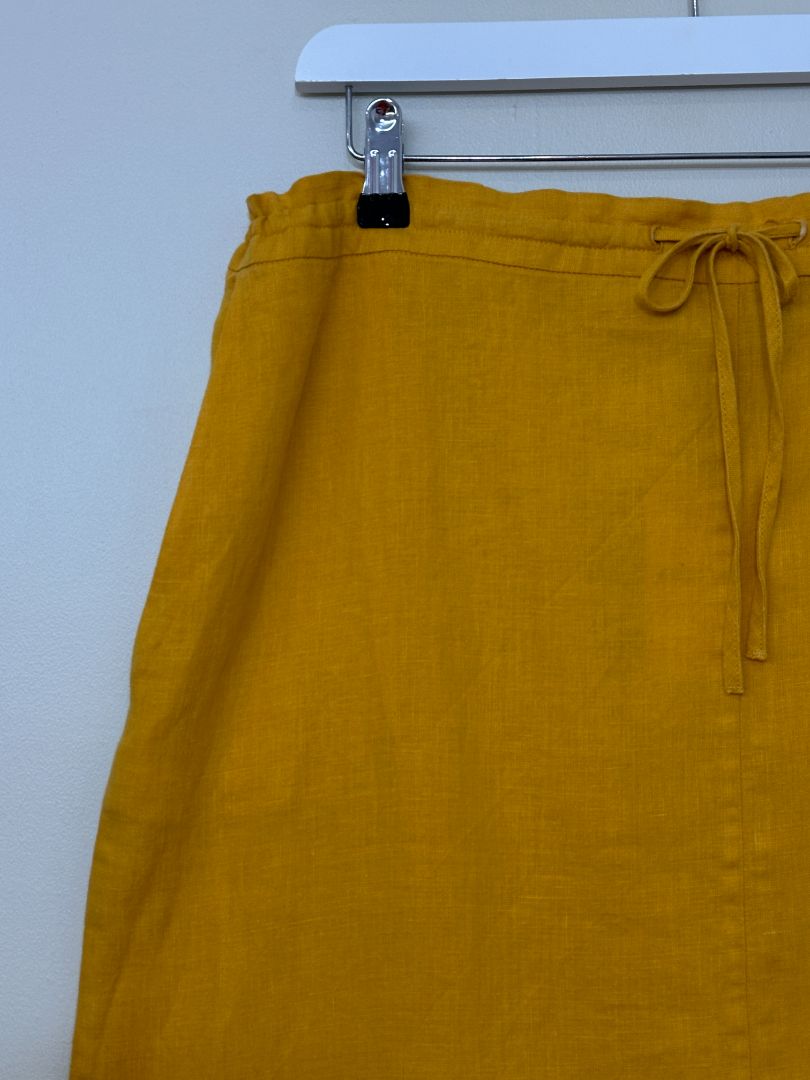 Jaeger Yellow Linen Tie Waist Skirt - Size 14