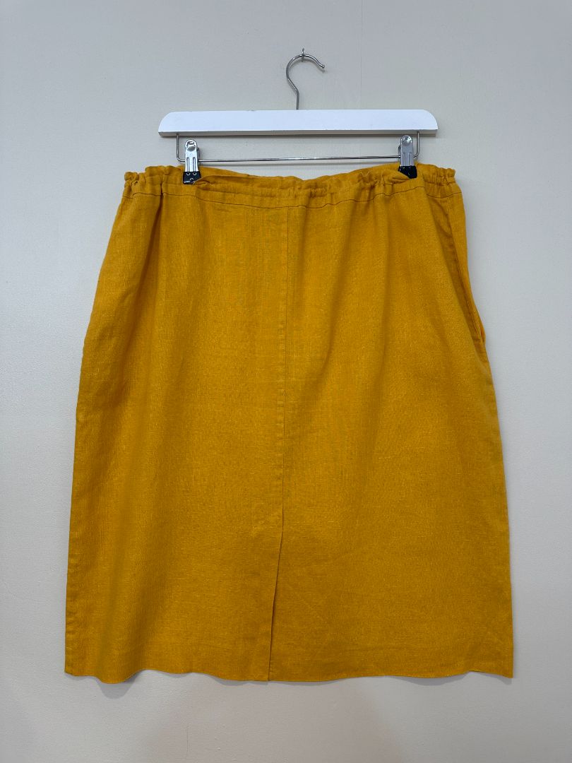 Jaeger Yellow Linen Tie Waist Skirt - Size 14