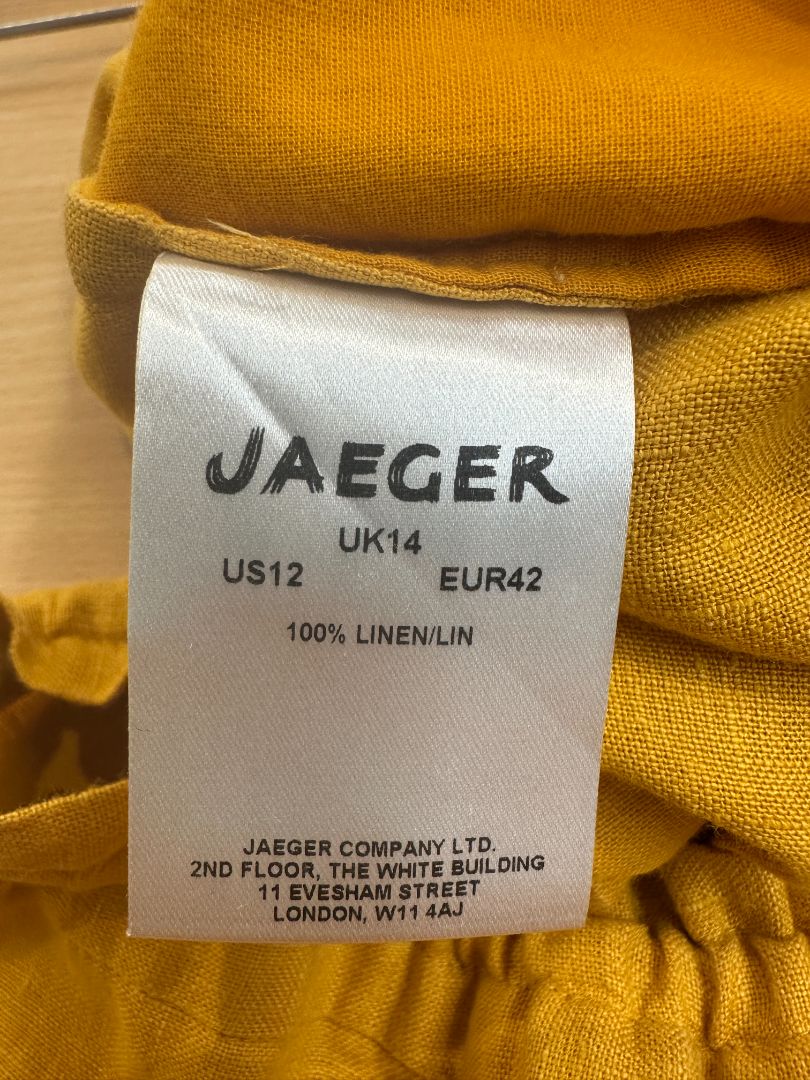Jaeger Yellow Linen Tie Waist Skirt - Size 14