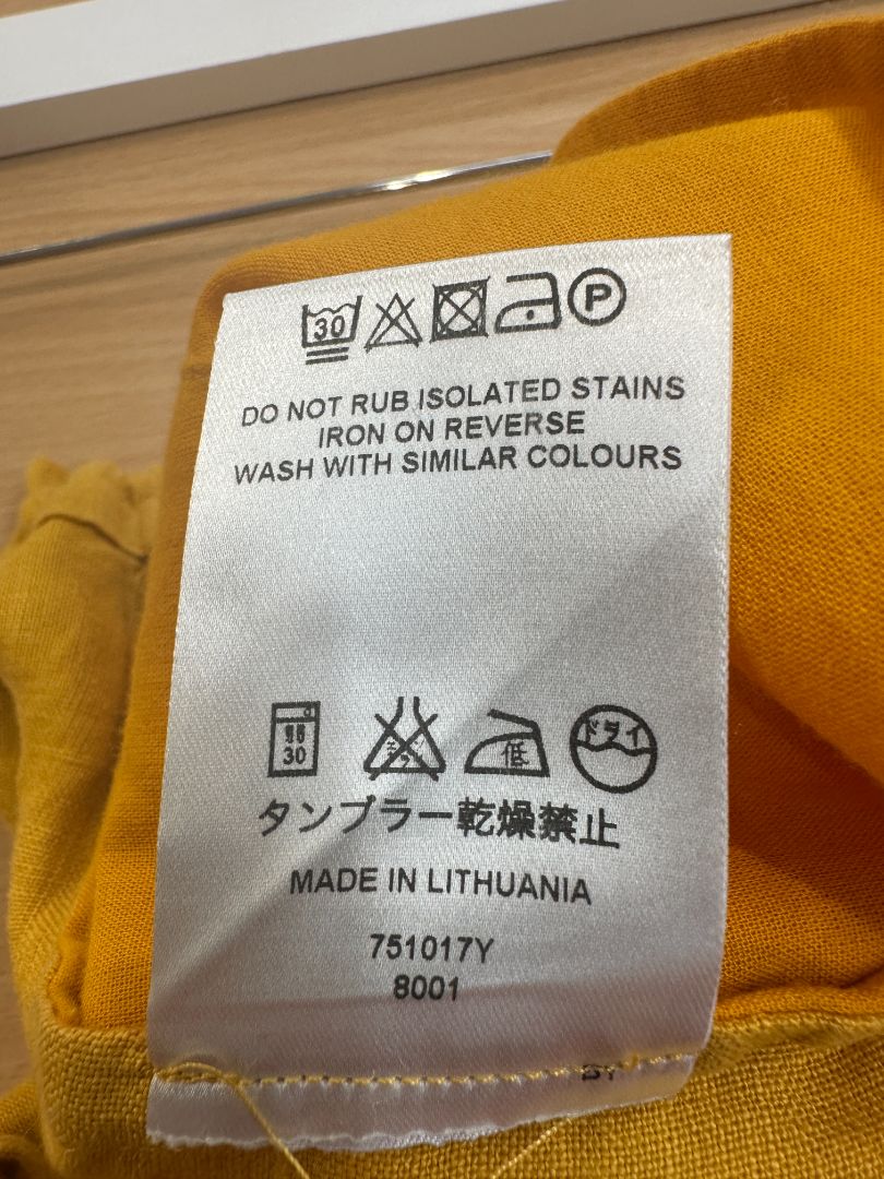 Jaeger Yellow Linen Tie Waist Skirt - Size 14