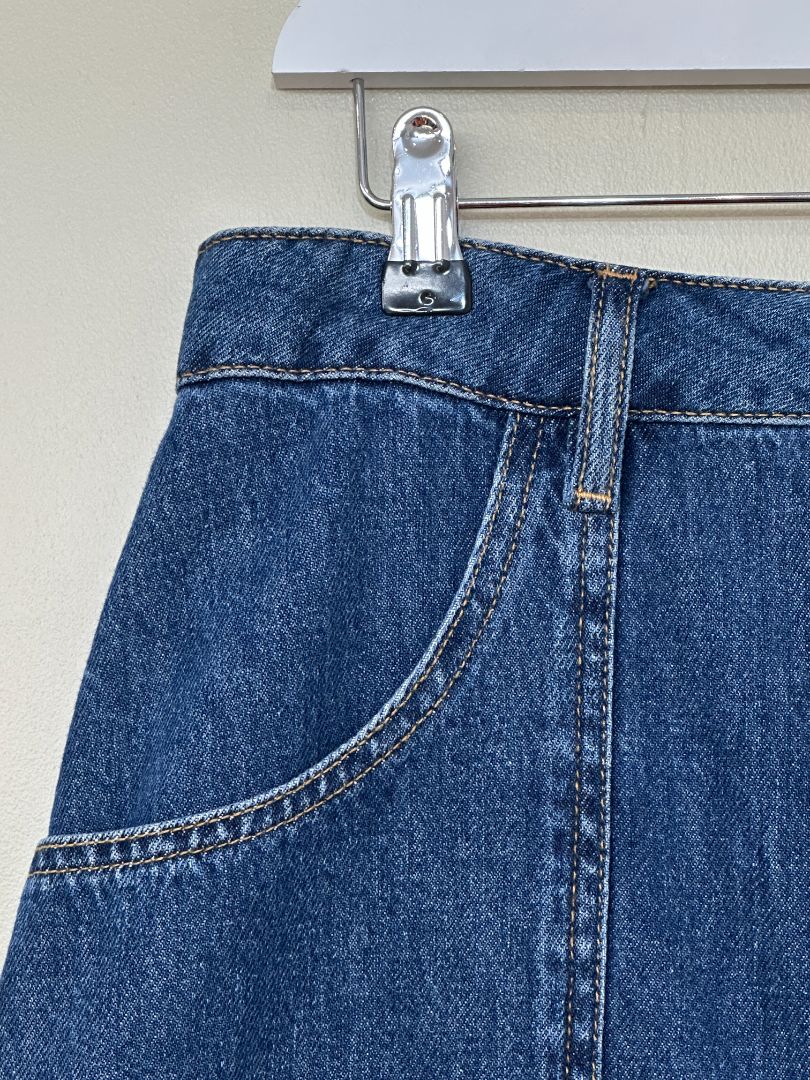 Donna IDA Blue Midi Denim Skirt - Size XL