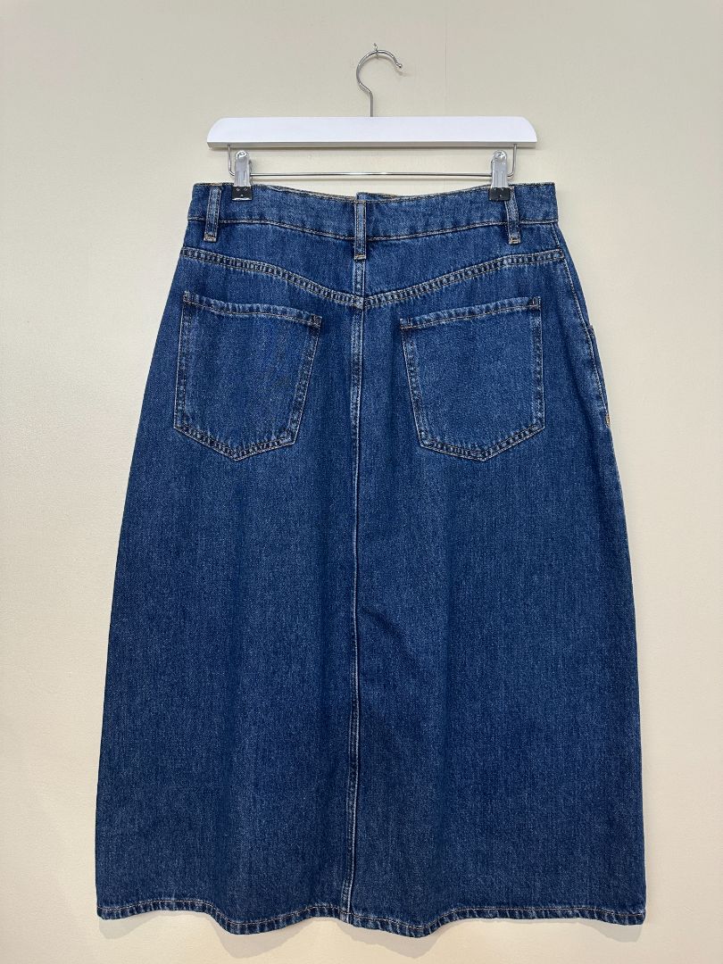 Donna IDA Blue Midi Denim Skirt - Size XL