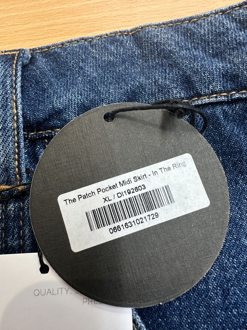 Donna IDA Blue Midi Denim Skirt - Size XL