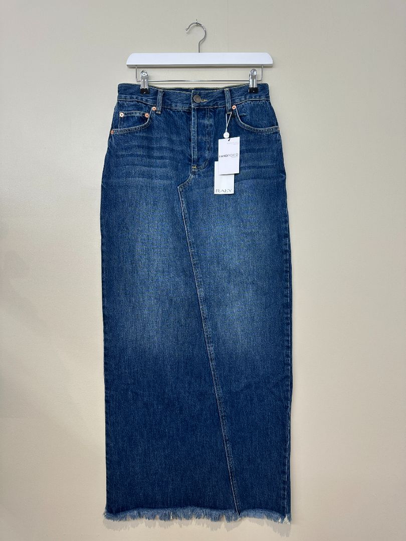 Raey Blue Long Denim Split Back Skirt - Size 10