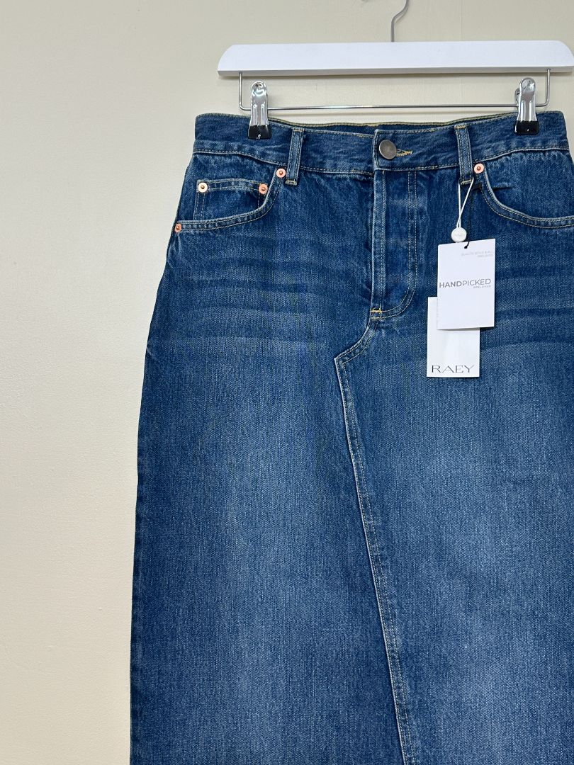 Raey Blue Long Denim Split Back Skirt - Size 10