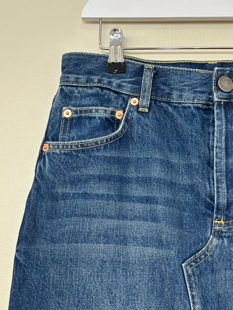 Raey Blue Long Denim Split Back Skirt - Size 10