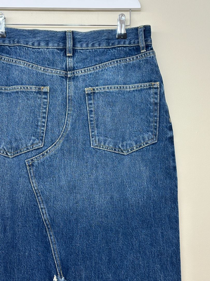 Raey Blue Long Denim Split Back Skirt - Size 10