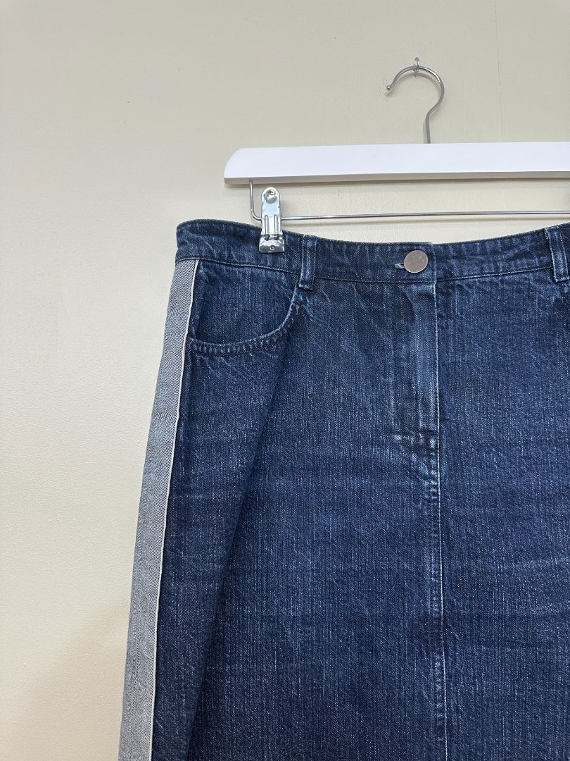 Toast Blue Denim Side Stripe Skirt - Size 12